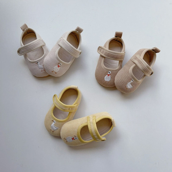 Обувки за бебета и малки деца – мека подметка, закопчаване с велкро, антихлъзгаща подметка, памучна горна част, карикатурен принт (12–36 месеца, пролет/есен)