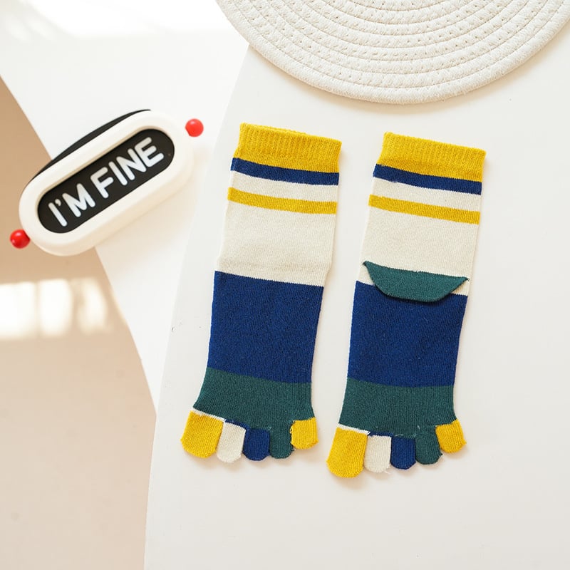 Детски чорапи с пет пръста от памук — попиване на пот, дезодориращи и против триене; 80–90% памук; средна дължина на тръбата; произход Shaoxing