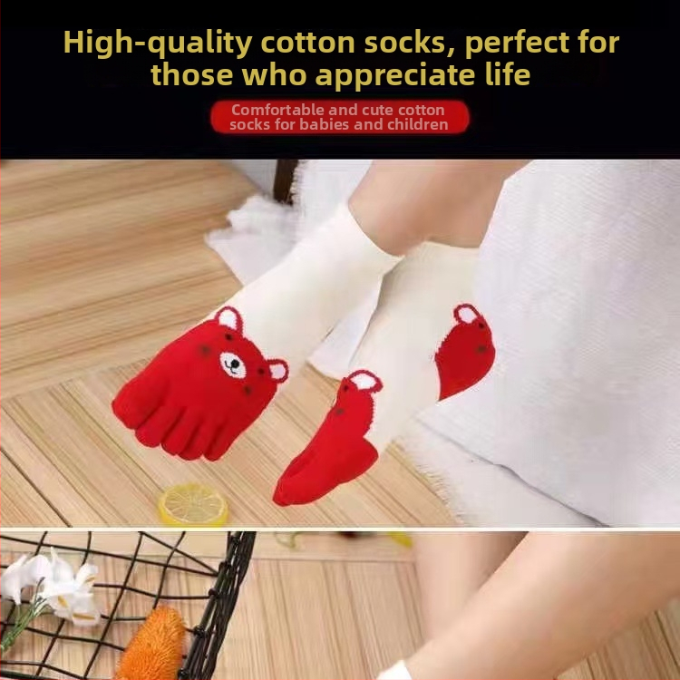 Детски чорапи с пет пръста от памук - антибактериални, дишащи, против миризма, унисекс, за деца на възраст 7–12 години