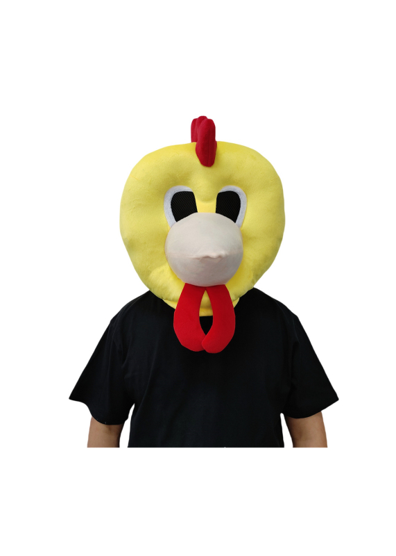 Halloween maska s glavom pile, karikaturalnog dizajna, za scenske izvedbe i cosplay; materijali: poliester i elastan; unisex; izlazak proljeće 2024
