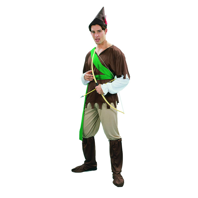 Odrasli muški Robin Hood kostim za Halloween cosplay, kostim za scenu (Brend: Show dance; Materijal: smjesa kemijskih vlakana; Spol: muški; Prigoda: scenska odjeća; Godina/sezona: proljeće 2023)