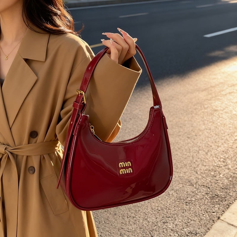 Ženska torbica Crescent Dumpling – PU materijal, zatvarač, poliester podstava, dumpling oblik, crescent stil