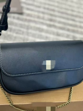 Brook flap baguette torbica od kravljeg koža s kapom, dvostruka remenica preko ramena sa lancem, poliester podstava, unutarnja džep sa zipom, ljeto 2025