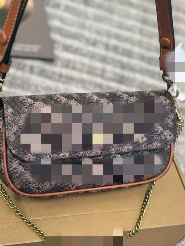 Brook flap baguette torbica od kravljeg koža s kapom, dvostruka remenica preko ramena sa lancem, poliester podstava, unutarnja džep sa zipom, ljeto 2025