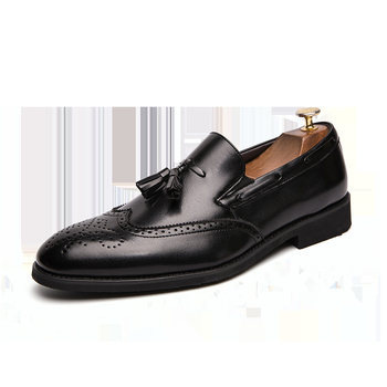 Kožne muške cipele s oštrim nosom, kožni vrh, PU gornji dio, gumena potplata, Slip-On