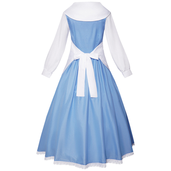 Haljina za cosplay službenice inspirirana Belle za Halloween; pamuk-elastan mješavina (50–70% pamuk, 30–50% elastan); pogodno za ženski cosplay u igrama i anime; jesen 2022; dob 18–24.