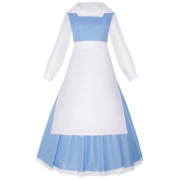 Haljina za cosplay službenice inspirirana Belle za Halloween; pamuk-elastan mješavina (50–70% pamuk, 30–50% elastan); pogodno za ženski cosplay u igrama i anime; jesen 2022; dob 18–24.