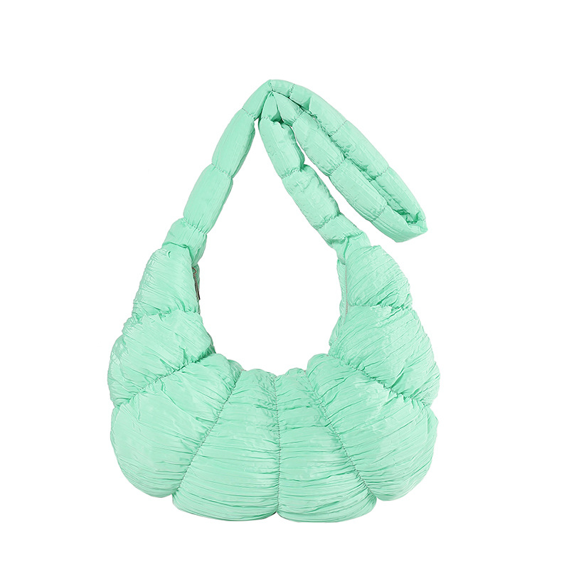 Crossbody torbica u obliku dumplinga s plisiranim dizajnom - poliester, zatvarač, unutarnji džep s zatvaračem, akrilna podstava, jednostavna naramenica, za svakodnevnu upotrebu