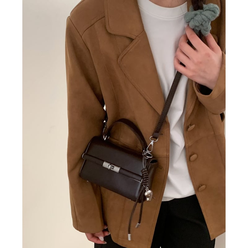 Ženska torba u korejskom stilu, nišni dizajn, kvadratna crossbody torba, PU koža, zaključavanje, poliester podstava, jedan remen, Zima 2025
