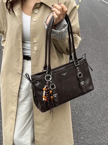 PU torbica za podlakticu, gradski minimalistički stil, horizontalni kvadratni oblik, zatvaranje zipom, velika kapaciteta