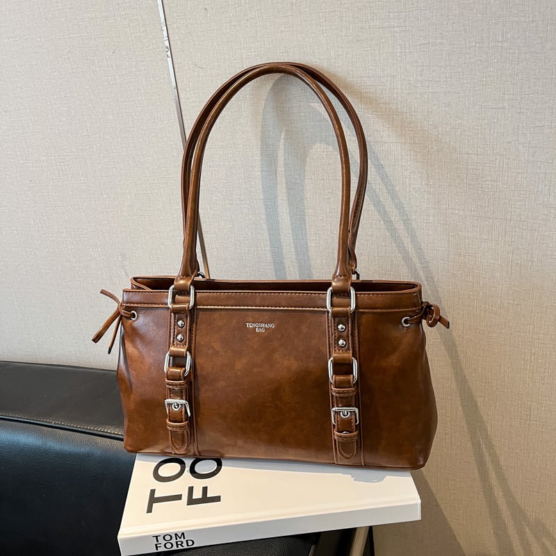 PU torbica za podlakticu, gradski minimalistički stil, horizontalni kvadratni oblik, zatvaranje zipom, velika kapaciteta