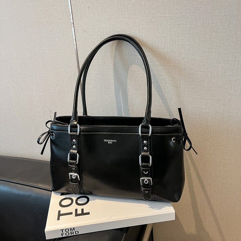 PU torbica za podlakticu, gradski minimalistički stil, horizontalni kvadratni oblik, zatvaranje zipom, velika kapaciteta