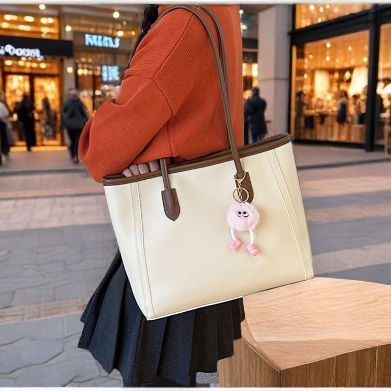 Corduroy torba za ramena u uličnoj modi, Tote torba sa zatvaračem, podstava od umjetne kože