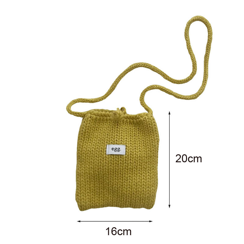 Pamukova pletene torbica za telefon, vertikalno kvadratnog oblika, crossbody s vezicom, mekano pletenje, svjež i sladak stil