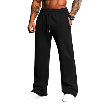 Мъжки спортни панталони със свободен силует, средна талия, полиестерна материя, микроеластичност, плътна тъкан