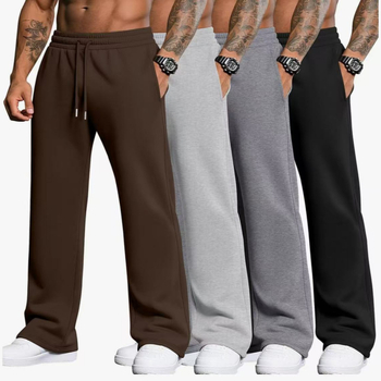 Мъжки спортни панталони със свободен силует, средна талия, полиестерна материя, микроеластичност, плътна тъкан