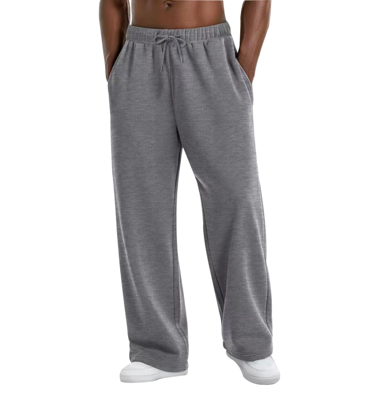 Мъжки спортни панталони със свободен силует, средна талия, полиестерна материя, микроеластичност, плътна тъкан