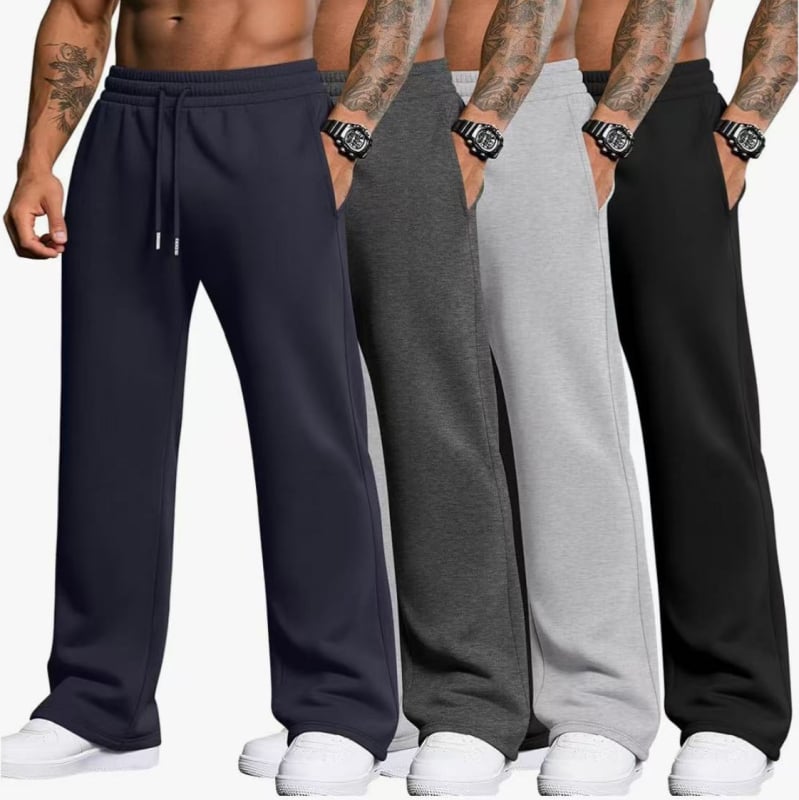 Мъжки спортни панталони със свободен силует, средна талия, полиестерна материя, микроеластичност, плътна тъкан