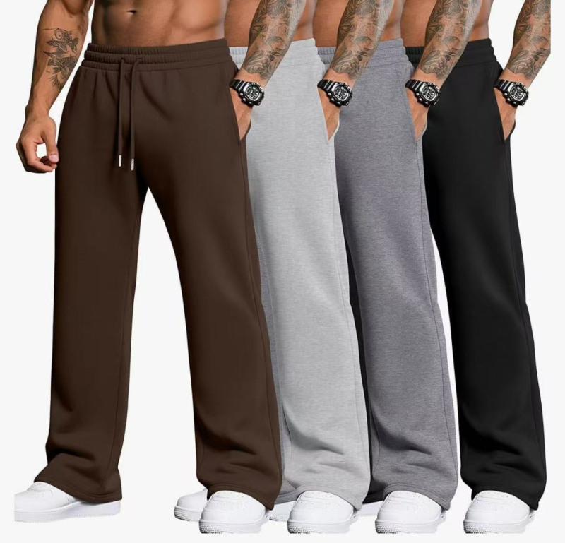 Мъжки спортни панталони със свободен силует, средна талия, полиестерна материя, микроеластичност, плътна тъкан