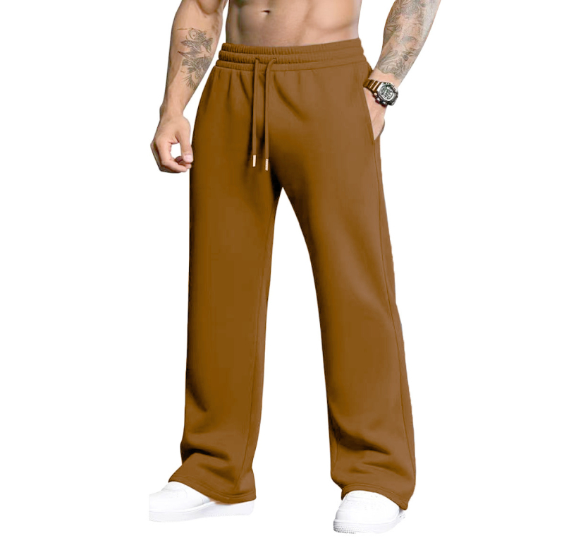 Мъжки спортни панталони със свободен силует, средна талия, полиестерна материя, микроеластичност, плътна тъкан