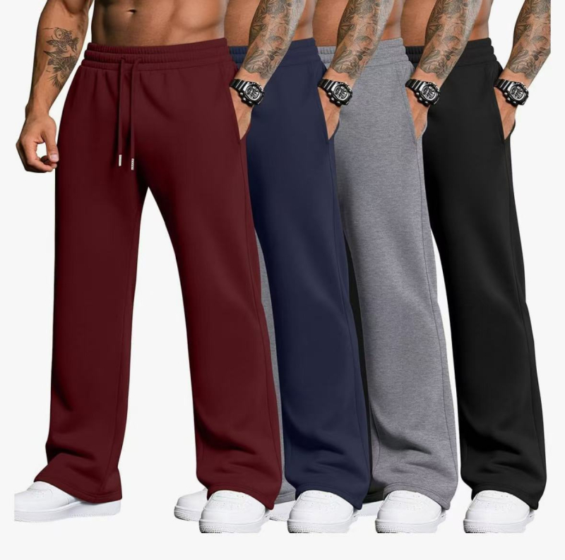 Мъжки спортни панталони със свободен силует, средна талия, полиестерна материя, микроеластичност, плътна тъкан