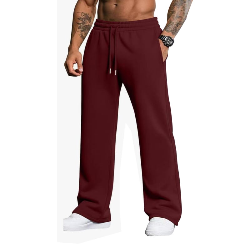 Мъжки спортни панталони със свободен силует, средна талия, полиестерна материя, микроеластичност, плътна тъкан