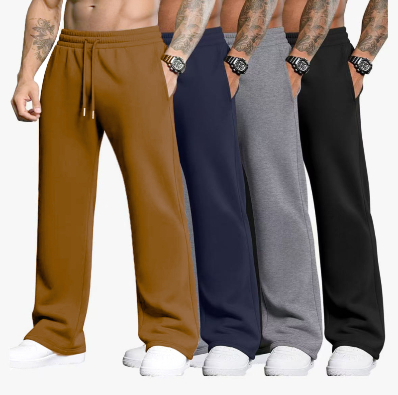 Мъжки спортни панталони със свободен силует, средна талия, полиестерна материя, микроеластичност, плътна тъкан