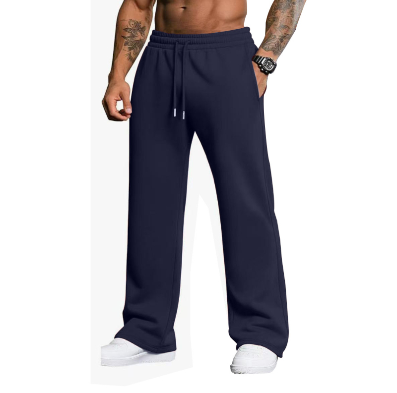 Мъжки спортни панталони със свободен силует, средна талия, полиестерна материя, микроеластичност, плътна тъкан
