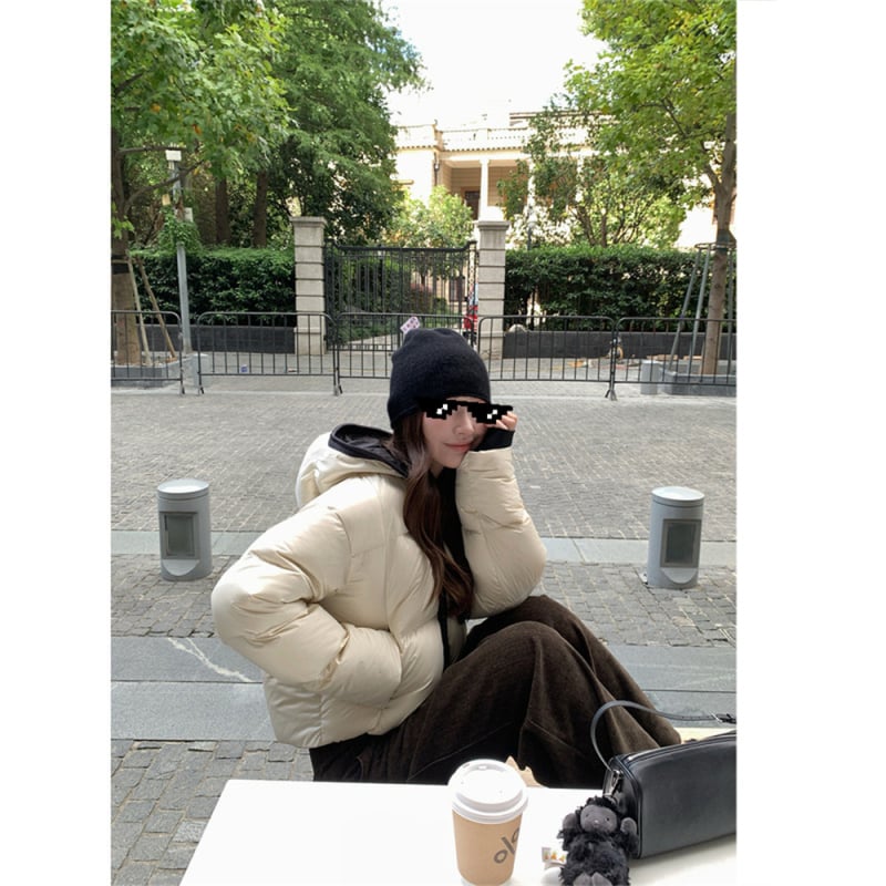 Heygirl Яке с пух от патица, с реверен яка, водоустойчив памучен външен слой, 50% съдържание на пух, цип