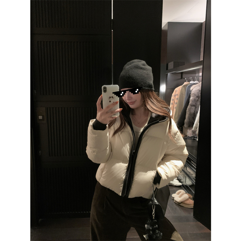 Heygirl Яке с пух от патица, с реверен яка, водоустойчив памучен външен слой, 50% съдържание на пух, цип