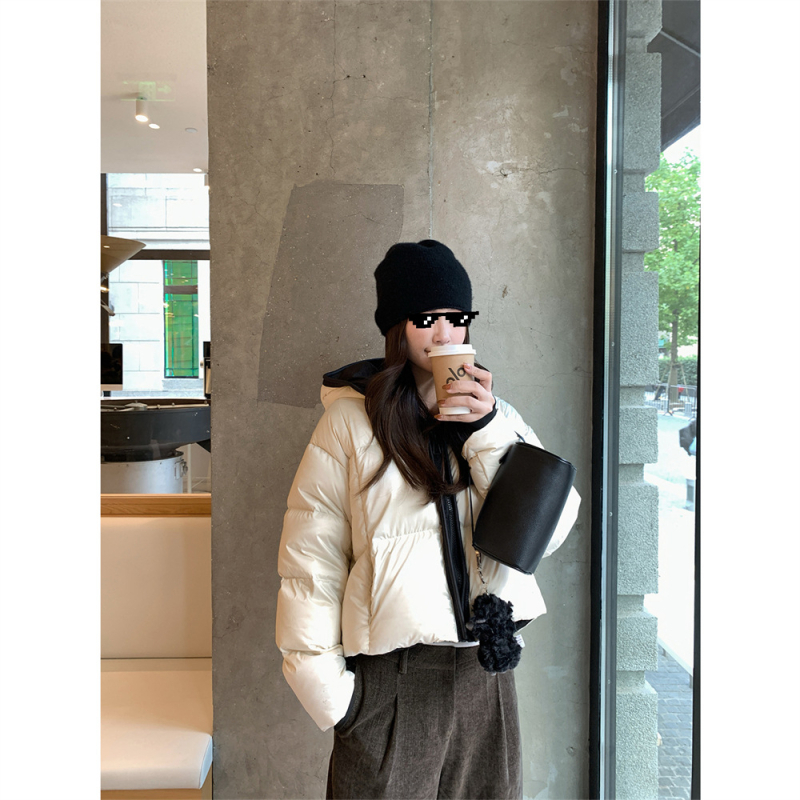 Heygirl Яке с пух от патица, с реверен яка, водоустойчив памучен външен слой, 50% съдържание на пух, цип