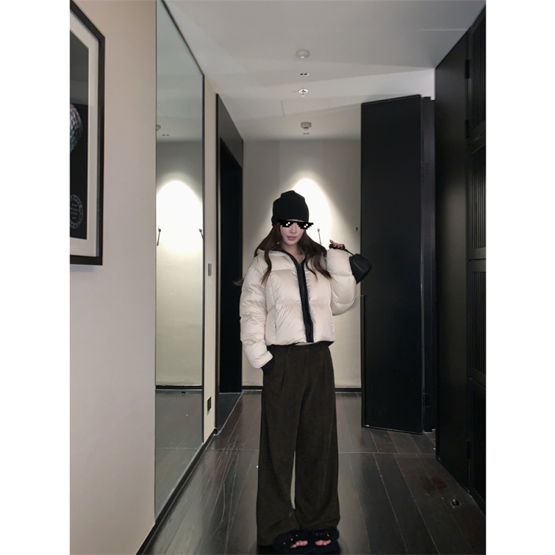 Heygirl Яке с пух от патица, с реверен яка, водоустойчив памучен външен слой, 50% съдържание на пух, цип