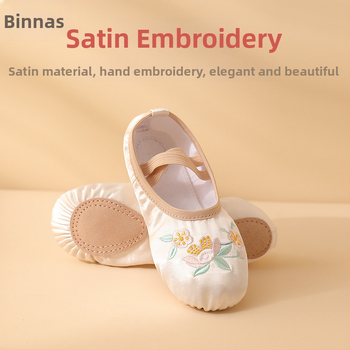 Speed Angel Gyerekeknek készült balett puha cipő, lányoknak, fűző nélkül, selyem vamp, nemzeti stílus, táncgyakorláshoz, 3–8 évesek