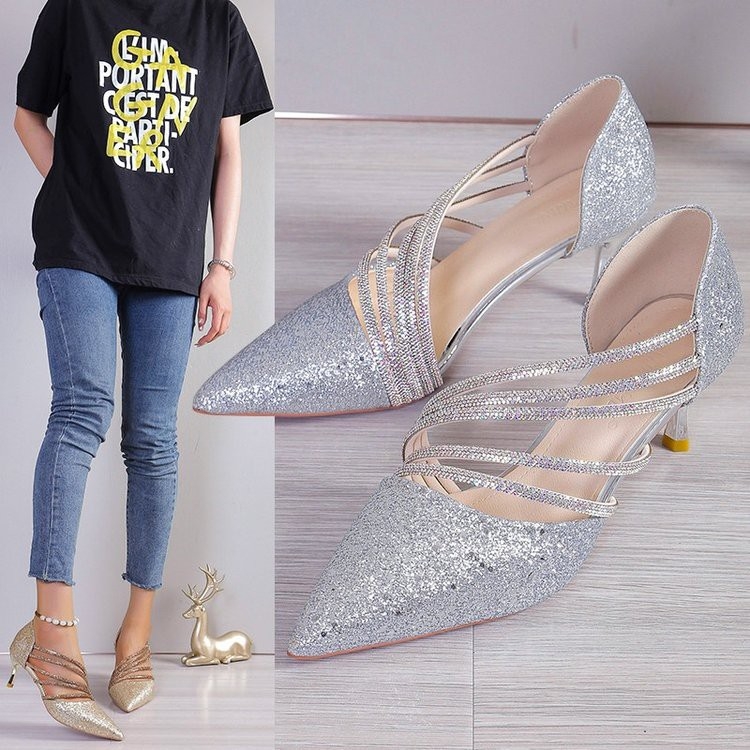 Булчински високи токчета с остър нос, 6–8 см ток, PU горна част, PU стелка, гумена подметка