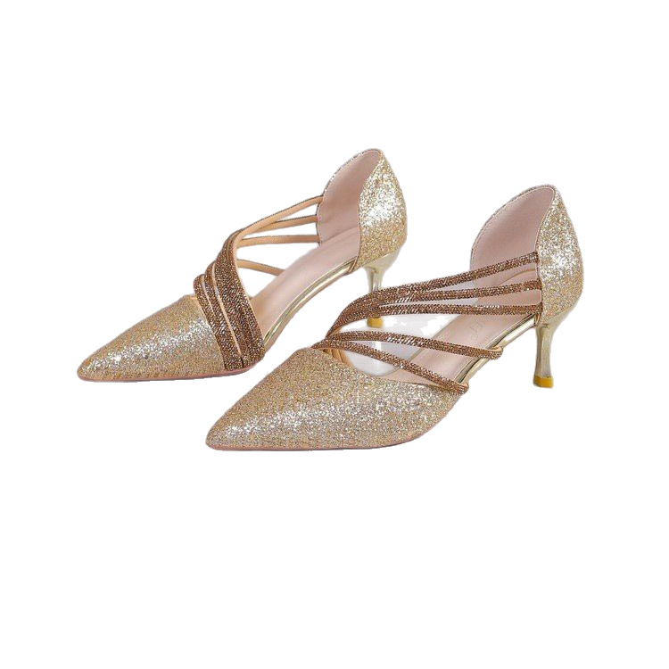 Булчински високи токчета с остър нос, 6–8 см ток, PU горна част, PU стелка, гумена подметка