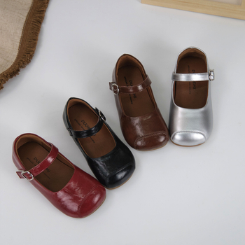 Dječje kožne cipele s Velcro zatvaračem – Unisex, gornji dio od kože drugog sloja, gumena potplata