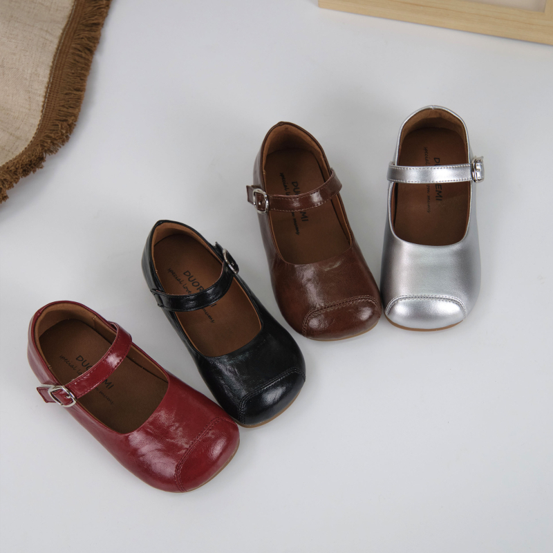 Dječje kožne cipele s Velcro zatvaračem – Unisex, gornji dio od kože drugog sloja, gumena potplata
