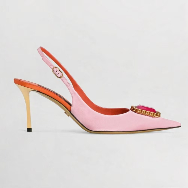 Дамски обувки с остър нос и тънък ток, високи 6–8 cm, горна материя супер влакна, подметка гума