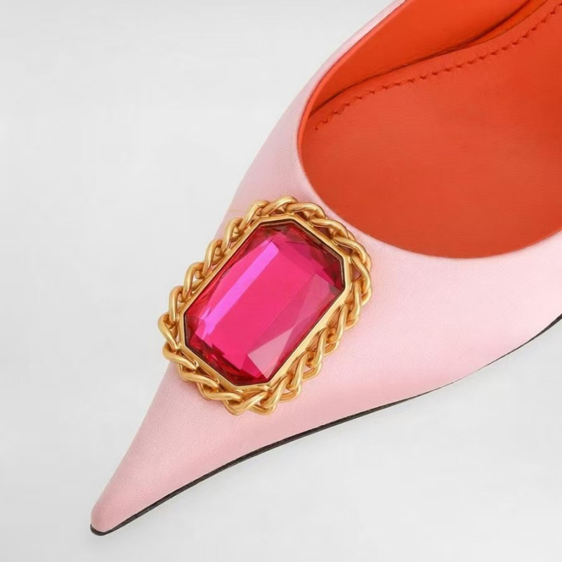 Дамски обувки с остър нос и тънък ток, високи 6–8 cm, горна материя супер влакна, подметка гума