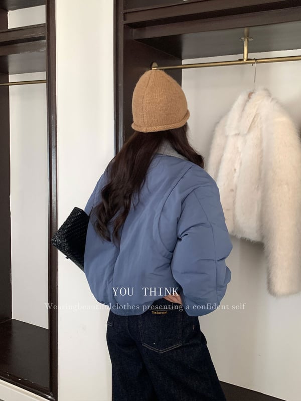 YOU THINK Thirteen Lines зимно пухено яке с яка от изкуствена козина, корейска версия, нейлонова материя, пух от бела патица 90%+