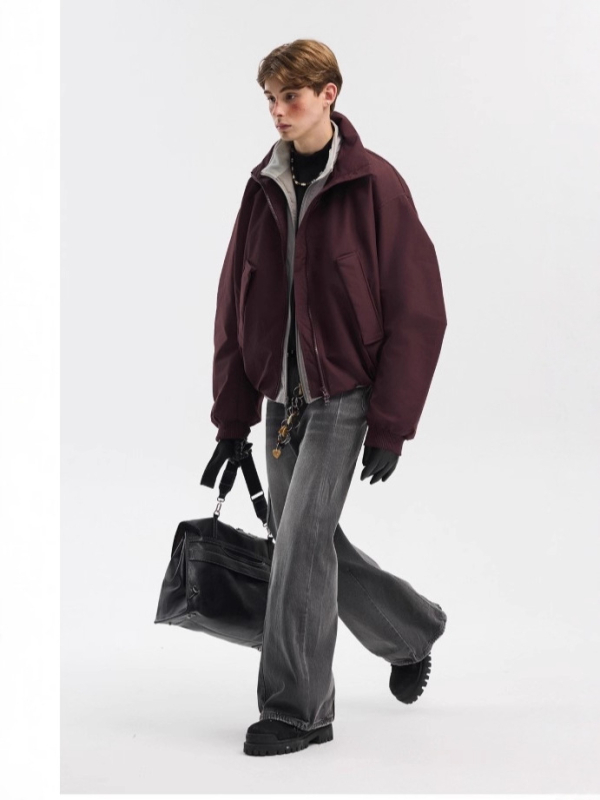 Jakna s perjem od patke, slim-fit, stojeći ovratnik, punilo 101–200 g, sadržaj perja 86–90%, materijal poliester, debela konstrukcija, street hipster stil