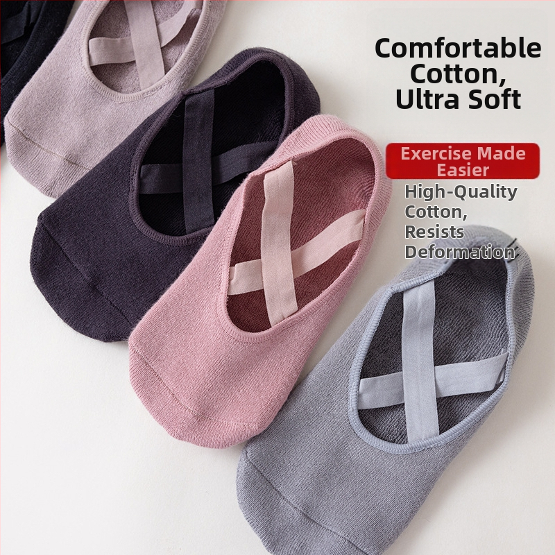 Șosete de yoga – antiderapante, absorbante de șocuri, curele încrucișate, talpă groasă, lungime scurtă