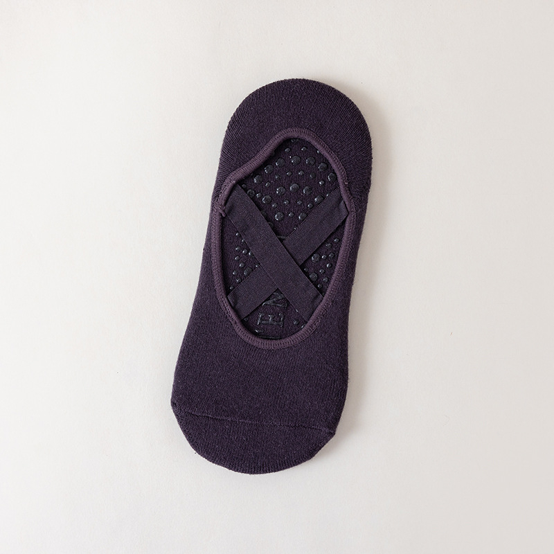 Șosete de yoga – antiderapante, absorbante de șocuri, curele încrucișate, talpă groasă, lungime scurtă