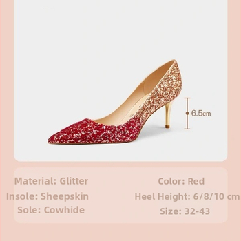 Pantofi de mireasă cu cristale, vârf ascuțit, tocuri 6–8 cm, talpă din cauciuc