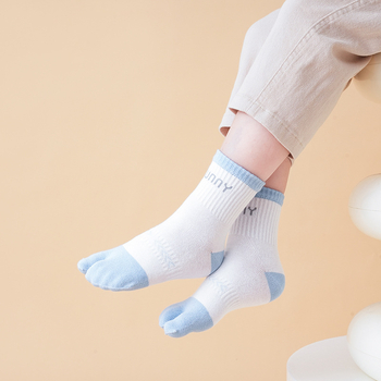 Детски памучни чорапи с разделени пръсти, 80–90% памук, абсорбиращи пот, средно високи, за деца 7–12 години