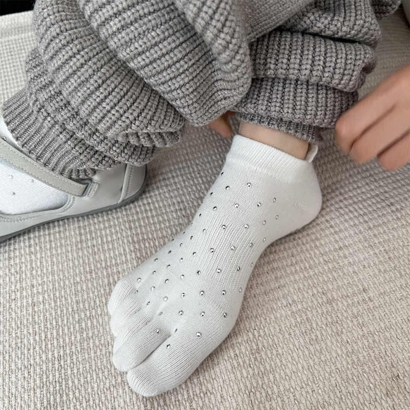 Yoga čarape sa silikon granula protivkliznim, kratke cijevne čarape s pet prstiju, pamuk, za žene 18–40, sve sezone (protivklizno, upija znoj, otporne na miris, otporne na trenje)