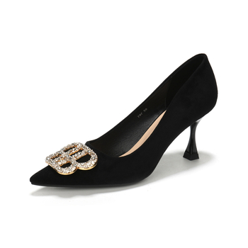 Дамски сватбени обувки с остър нос, PU горна част, 6–8 см тънък ток и гумена подметка