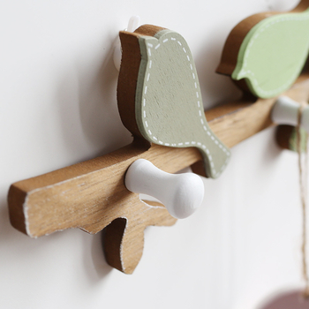 Cuier de perete din lemn cu pasăre, cu mai multe cârlige – stil american, decor rustic pentru casă, sarcină maximă 10 kg, Weiyi Home