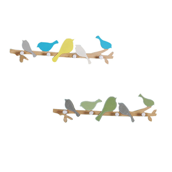 Cuier de perete din lemn cu pasăre, cu mai multe cârlige – stil american, decor rustic pentru casă, sarcină maximă 10 kg, Weiyi Home