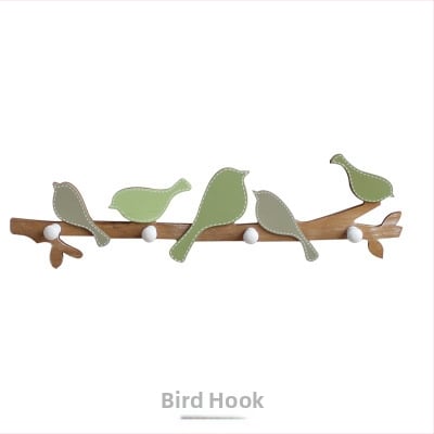 Cuier de perete din lemn cu pasăre, cu mai multe cârlige – stil american, decor rustic pentru casă, sarcină maximă 10 kg, Weiyi Home